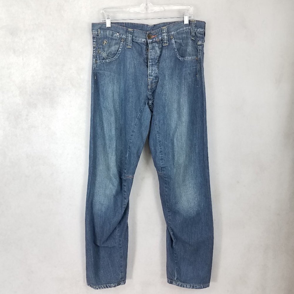 G-Star Men's 33x32 Raw Denim S.C. A-loose Jeans Exposed stitching Button Fly
